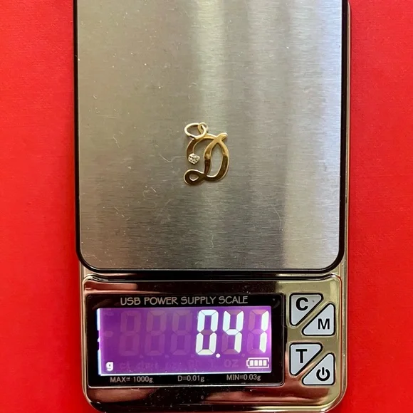 14K Yellow Gold D Initial Pendant with Diamond Accent - Picture 9 of 11